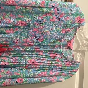 Lilly Pulitzer Aqua, Pink & Green Floral Sleeveless Top
